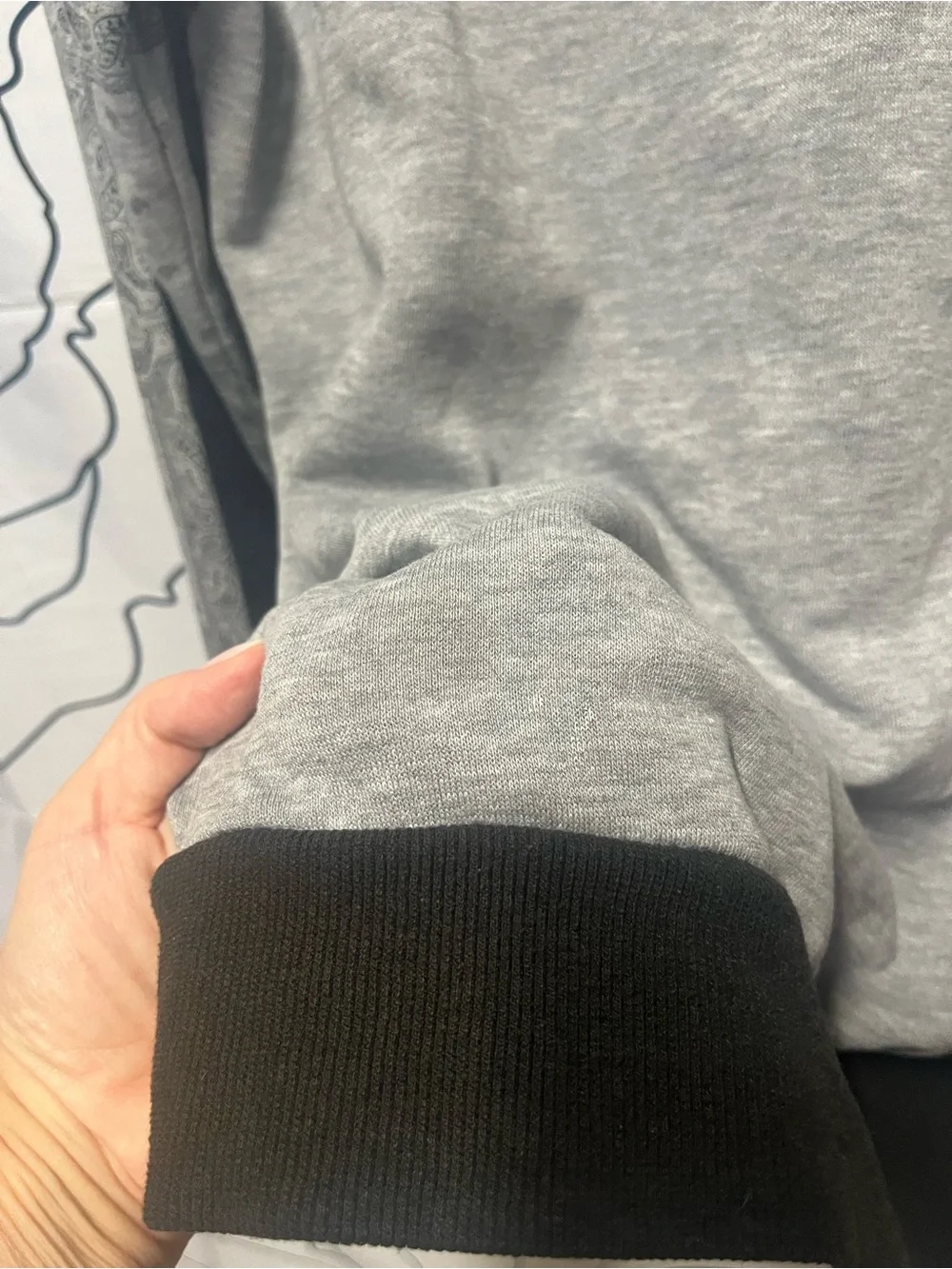Cotton On Grey Crewneck Sweatshirt with Bandana Print Sleeves (377)